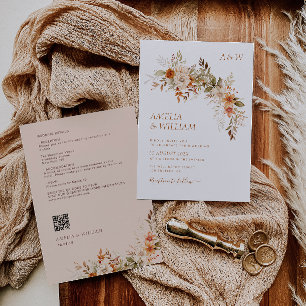 faire-part de mariage de fleurs d'automne rustique