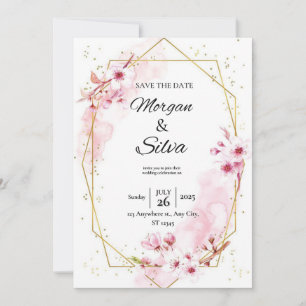Faire-part de mariage de fleurs de cerisier rose