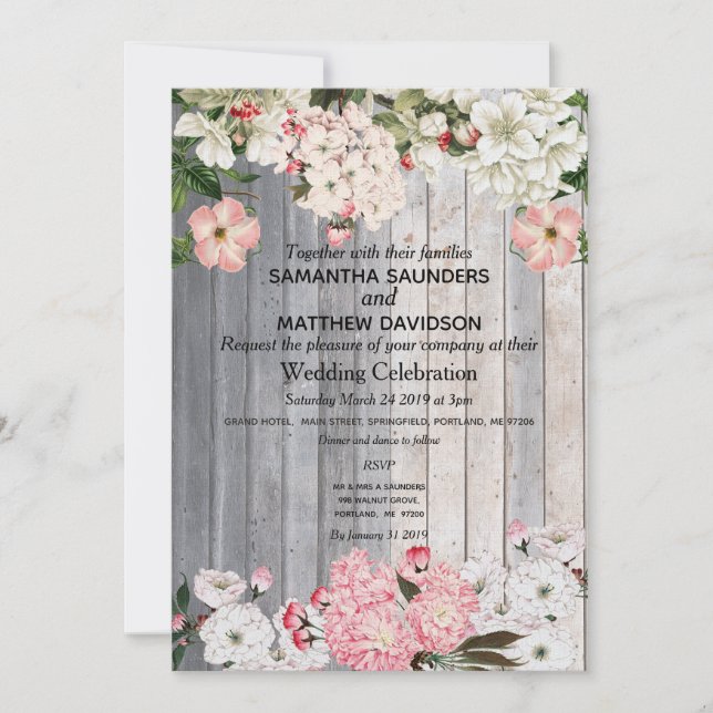 Faire-part de mariage de fleurs de cerisier russe (Devant)
