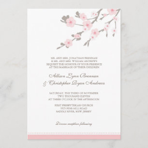 Faire-part de mariage de fleurs de cerisiers roses