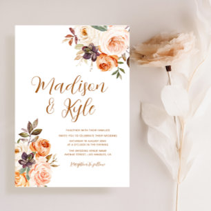 faire-part de mariage de fleurs de chute d'or