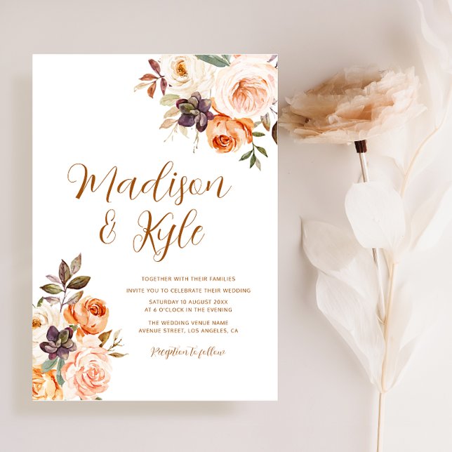 faire-part de mariage de fleurs de chute d'or (Créateur téléchargé)