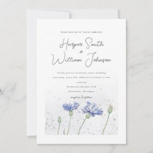 faire-part de mariage de fleurs de corail bleu