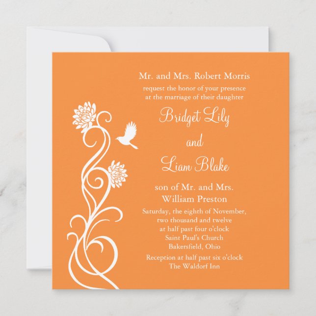 Faire-part de mariage de fleurs de Lotus (orange (Devant)