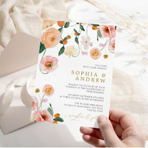 Faire-part de mariage de fleurs de pavots