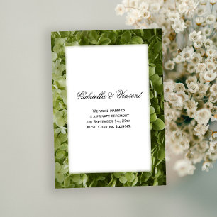 Faire-part de mariage de fleurs d'Hydrangea vertes