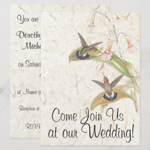 Faire-part de mariage de fleurs d'oiseaux de colib