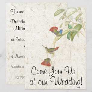 Faire-part de mariage de fleurs d'oiseaux de colib