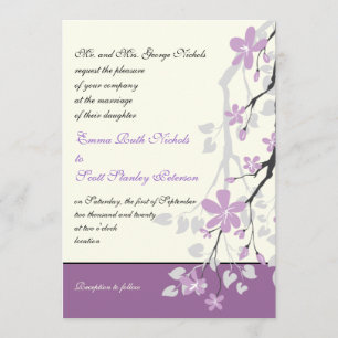 Faire-part de mariage de fleurs pourpres de la bra
