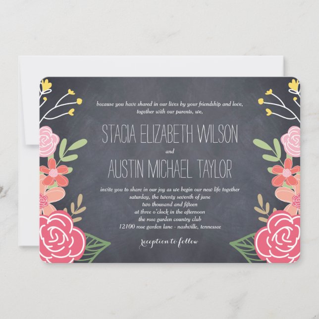 Faire-part de mariage de fleurs radiales - rose (Devant)