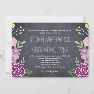 Faire-part de mariage de fleurs radiées - violet