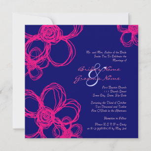 Faire-part de mariage de fleurs sauvages roses et 