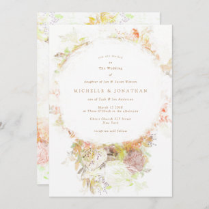 Faire-part de mariage de fleurs vertes d'automne d