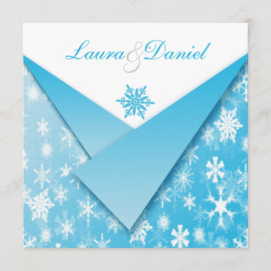 Faire-part de mariage de flocons de neige de bleu