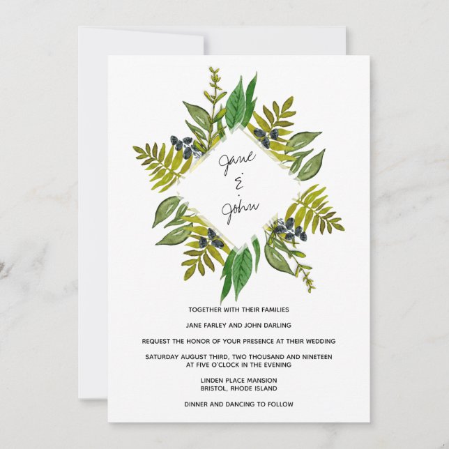 Faire-part de mariage de Foliage moderne (Devant)