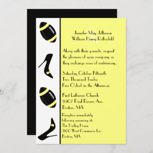 Faire-part de mariage de football jaune et noir