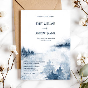 Faire-part de mariage de forêt de brouillard d'aqu
