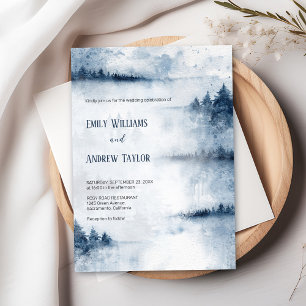 Faire-part de mariage de forêt de brouillard d'aqu