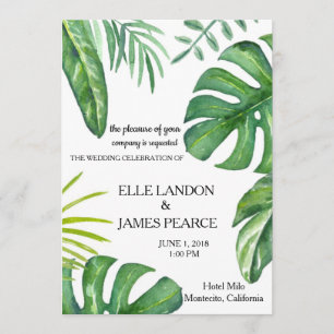 Faire-part de mariage de frondes de paume