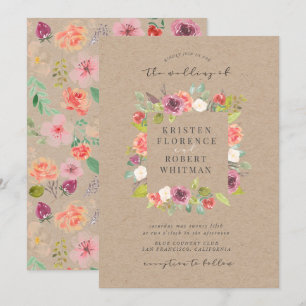 Faire-part de mariage de germe de fleurs d'été rus