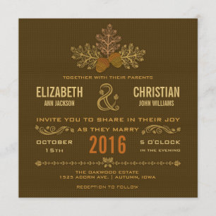 Faire-part de mariage de glands d'automne et de