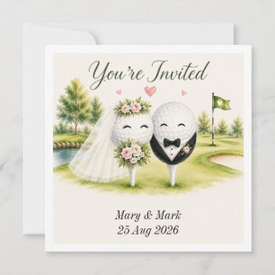 Faire-part de mariage de golfeur avec balle de gol
