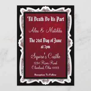 Faire-part de mariage de Goth en noir et rouge
