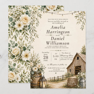Faire-part de mariage de grange rustique