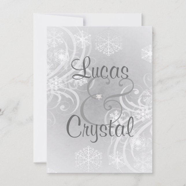 Faire-part de mariage de gris de Flourish d'hiver (Devant)