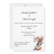 Faire-part de mariage de guitare florale, invitati