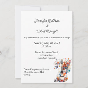 Faire-part de mariage de guitare florale, invitati