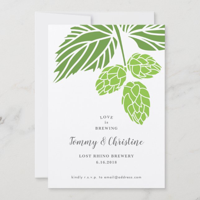 Faire-part de mariage de houblon de bière, douche (Devant)