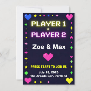 Faire-part de mariage de jeu vidéo rétro Joueur 1