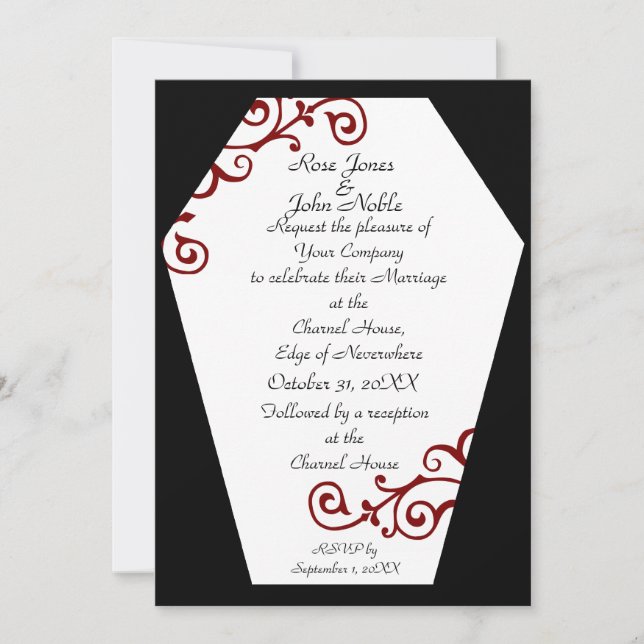 Faire-part de mariage de Keranda Ivory (rouge) (Devant)