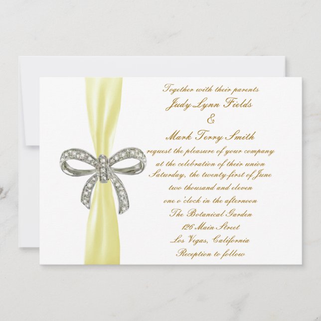 Faire-part de mariage de la boîte de diamant jaune (Devant)