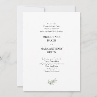 Faire-part de mariage de la branche d'olive