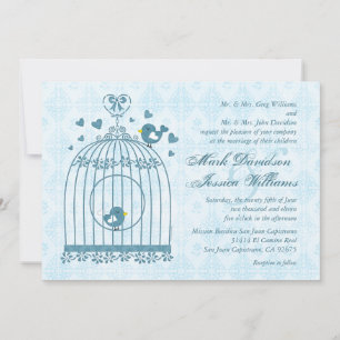 Faire-part de mariage de la cage des oiseaux nupti
