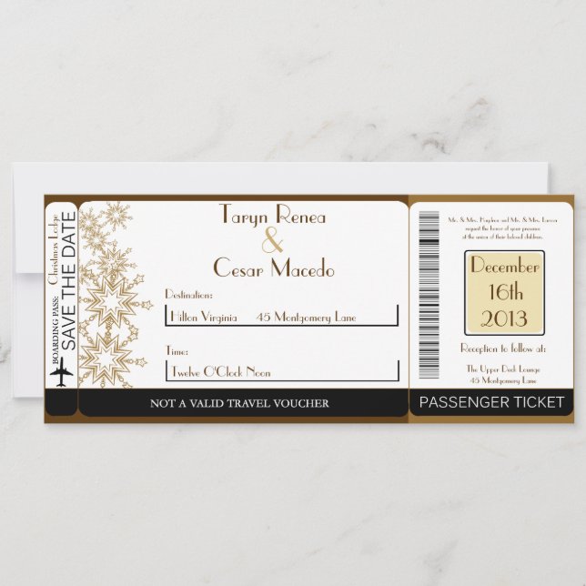 Faire-part de mariage de la carte d'embarquement e (Devant)