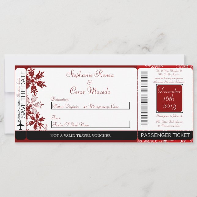 Faire-part de mariage de la carte d'embarquement r (Devant)