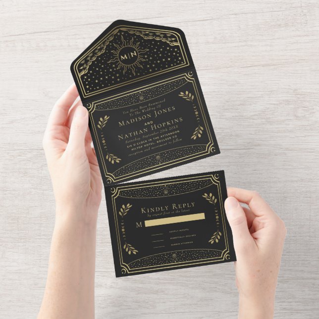 Faire-part de mariage de la carte Tarot Gold Elega (Déchirure)