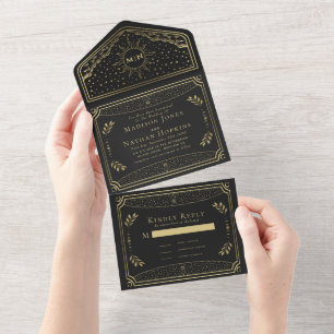 Faire-part de mariage de la carte Tarot Gold Elega