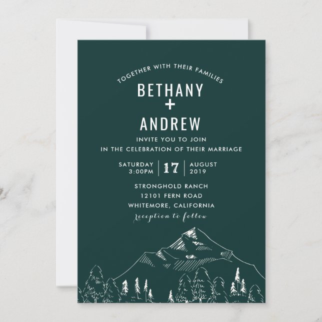 Faire-part de mariage de la chaîne de montagnes (Devant)