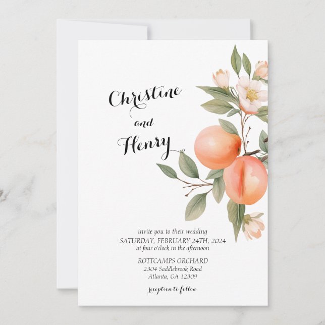 Faire-part de mariage de la fleur de pêche (Devant)