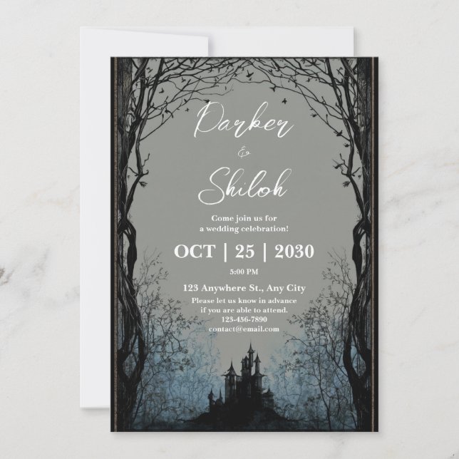 Faire-part de mariage de la forêt de Dark Fairytal (Devant)