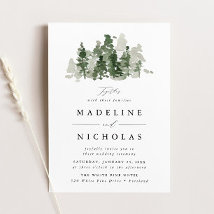 Faire-part de mariage de la forêt de pins rustique