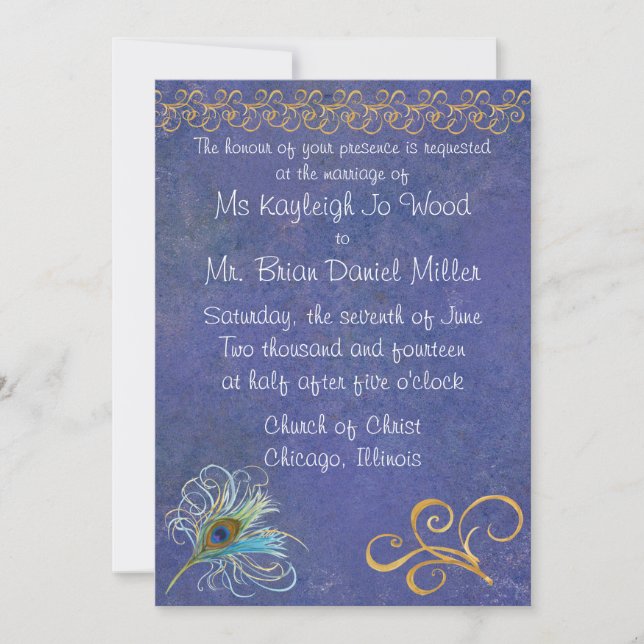 Faire-part de mariage de la gloire de Peacock (Devant)