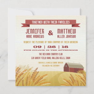 Faire-part de mariage de la grange rouge