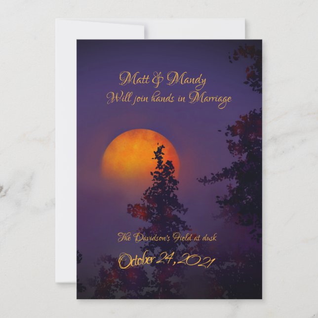 Faire-part de mariage de la lune d'octobre (Devant)