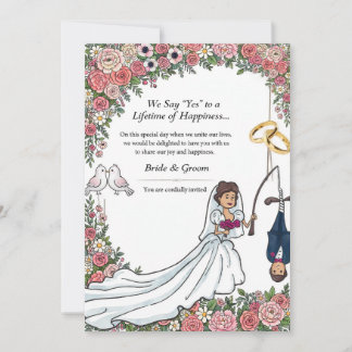 Faire-part de mariage de la mariée pêcheuse drôle
