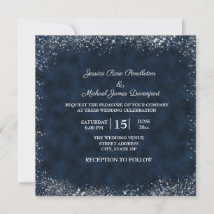Faire-part de mariage de la marine Blue White Star